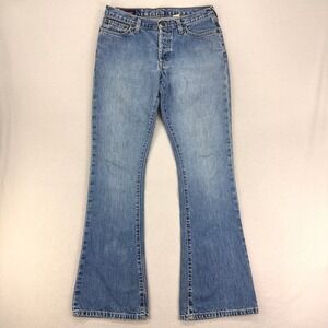 VTG Abercrombie & Fitch Jeans Womens 27 Blue Y2K Low Rise Bootcut Button Fly